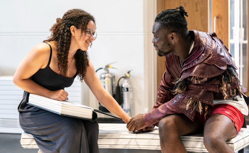 Courtney Stapleton as Belle and Emmanuel Kojo as Beast in Disney's Beauty and the Beast rehearsals. Photo - Johan Persson ©Disney